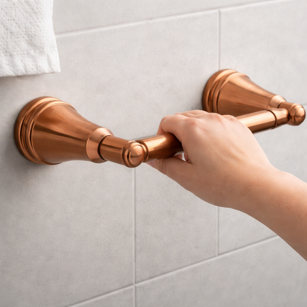 Vintage Brushed Copper Wall-Mounted Towel Bar