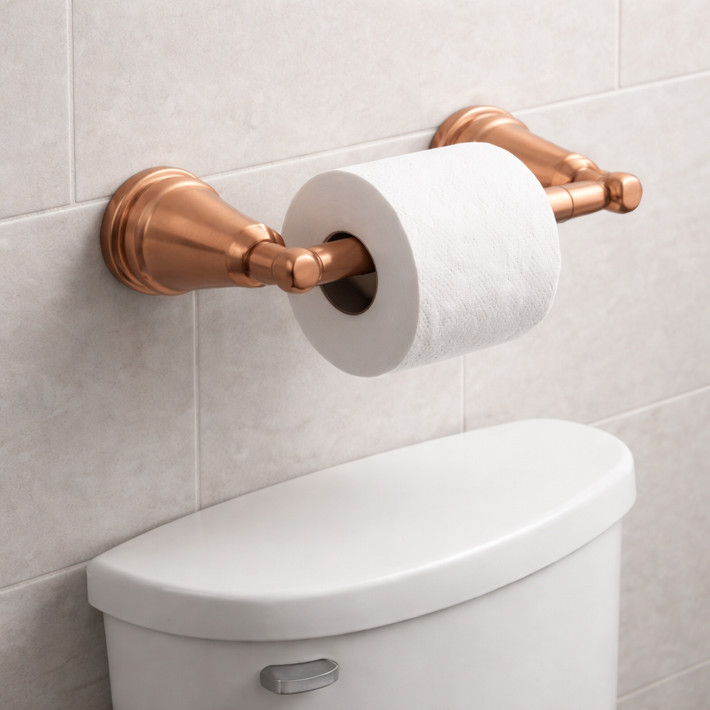 Vintage Brushed Copper Wall-Mounted Towel Bar