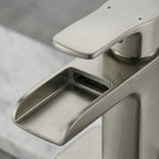 Modern Brushed Nickel Waterfall Single-Hole Bathroom Faucet Set