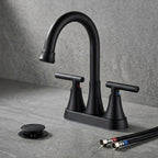 Modern Matte Black Two-Handle Bathroom Faucet Set