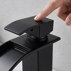Modern Matte Black Waterfall Single-Hole Bathroom Faucet Set