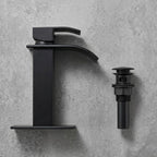 Modern Matte Black Waterfall Single-Hole Bathroom Faucet Set